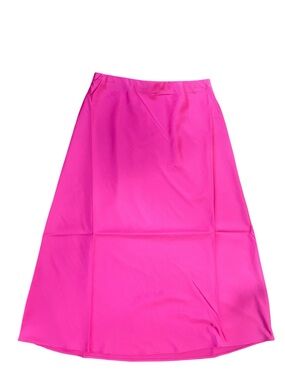 The Drop Hot Pink Satin Midi Skirt Silky Slip Skirt Barbiecore Y2K Chic